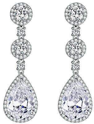 EVER FAITH® 925 Sterling Silber Bling Prong CZ Tropfen Braut Engagement edel Ohrringe N06427-1