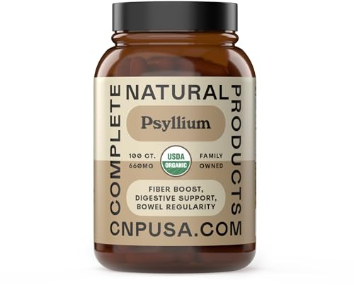 Organic Psyllium Husk Capsules 660mg - Fiber Caps Supplement, Psyllium Capsules for Digestive Regularity, Colon Cleanse Support, Unflavored Whole Fiber Powder Pills, Vegetarian Gluten Free Daily Aid