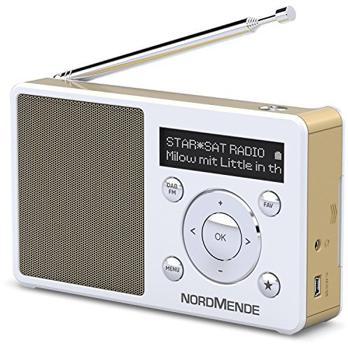 TechniSat Transita 100 tragbares DAB+ Radio (DAB+, UKW, FM, Lautsprecher, Kopfhörer-Anschluss, Favoritenspeicher, OLED-Display, Akku, klein, tragbar) gold-weiß