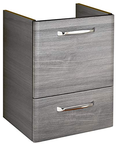 Pelipal Waschtischunterschrank Quickset 328 in Graphit Struktur quer Nachbildung, 40 cm breit | Waschtischunterschrank ohne Waschbecken mit 1 Tür und 1 Schubkasten
