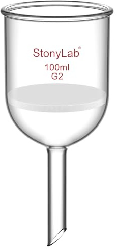 StonyLab Imbuto Filtrante Buchner in Vetro Borosilicato con Fritta Media (G2), Diametro Interno 56mm, Profondità 60mm (100 mL)