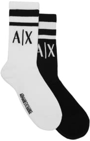 Armani Exchange Herren Logo Crew Socks Winter-Zubehr-Set, Nero/Bianco/Black/White, X-Large
