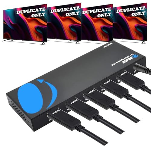 OREI UltraHD 4K @ 60 Hz 1 X 4 HDMI Splitter 1 in 4 Out 4 Port 4: 8-Bit - HDMI 2.0, HDCP 2.0, 18 Gbps, EDID, Duplicate/Mirror 4K Screens - UHDS-104