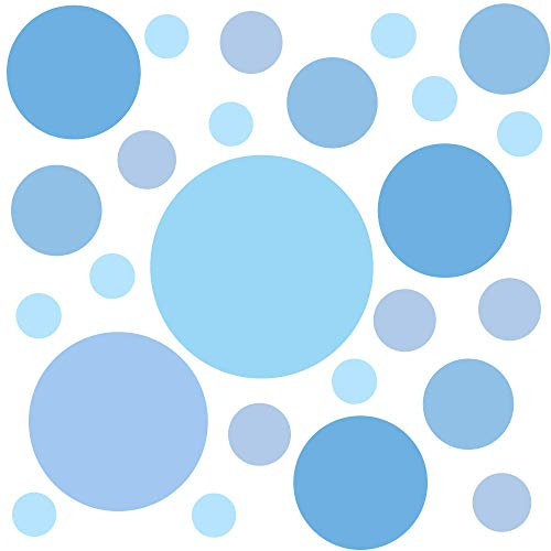 PREMYO 30 Punkte Wandsticker Kinderzimmer Mädchen Jungen - Wandtattoo - Wandaufkleber Selbstklebend Pastell Blau