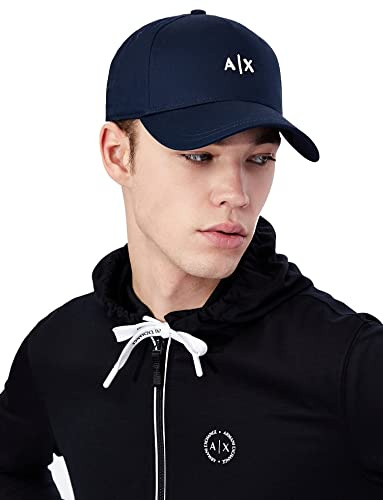 Armani Exchange Essential herr, präglad logotyp, bomull twill baseballkeps, marinblå, En Storlek