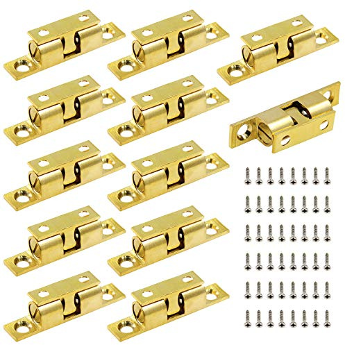 Jiozermi 12Pcs 2/ 50mm Double Ball Tension Roller Catch Latch, Solid Brass Hardware Fitting with Screws for Cabinet, Closet & Furniture Door