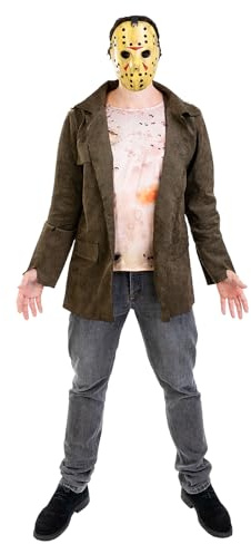 Funidelia Offizielles Kostüm von Jason Freitag der 13. für Herren, Inklusive Jacke, T-Shirt und Maske - Outfit für Erwachsene für Partys, Karneval und Halloween