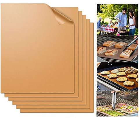 LIANYG 5 pcs BBQ Non-Stick Fast Résistant à Chaud Facile à Chaud Clean Clean Feuille de Cuisson à pâtisserie Portable Barbecue en extérieur Feuille pour Barbecue 914 (Color : Copper, Size : 5PCS)