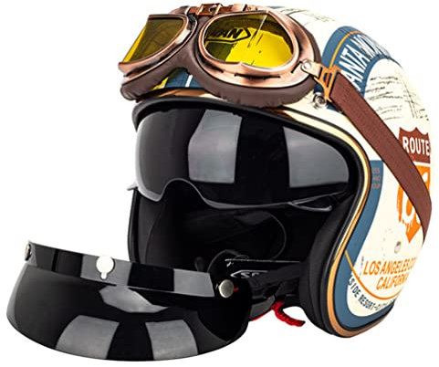 Motorradhelm mit offenem Gesicht und Schutzbrille MTB-Integralhelme und Schutzbrillen Motocross-Helme Helmüberzug Radfahren DOT ECE Casque Moto Jet helme