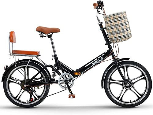 20 Zoll Faltrad für Erwachsene, Leichtes Aluminium Faltrad Cityrad, Schnellfaltsystem, Ultraleichtes Tragbares Schülerrad Black