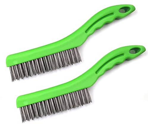 MAXMAN Wire Brush Set 2 PCS, Stainless Steel Wire 10 Inch with Plastic Handle Descaling Welding Dust Bending Hand Tool, Teel Brush Rust Remover for Metal, Cleaning Welding Slag Rust Scrubber Brushes