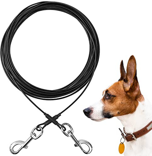 Mi Metty Hund Kabel Ausbinden Kausichere Hundeleinen für den Garten,Hundeleine für große Hunde bis zu 253lbs,Dog Runner Tether Line für Outdoor (Black, 20ft)