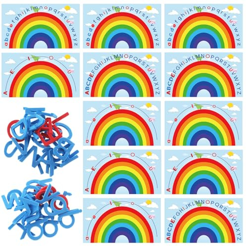 Geyee 6 Pcs Double Sided Rainbow Alphabet Arc Mats Colorful Foam Abc Letters and Arc Mats for Alphabet Recognition Activity Abc Learning Toys for Kindergarten Preschool Baby Toddlers Kids