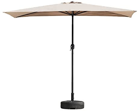 whalebee Sonnenschirm Für Terrasse, Wetterfester Gartenschirm UV-Schutz, 200×100cm 250×120cm Sonnenschirm Für Den Strand, Terrassenschirm Mit Handkurbel, Leicht Zu Öffnen Und Zu Schließen