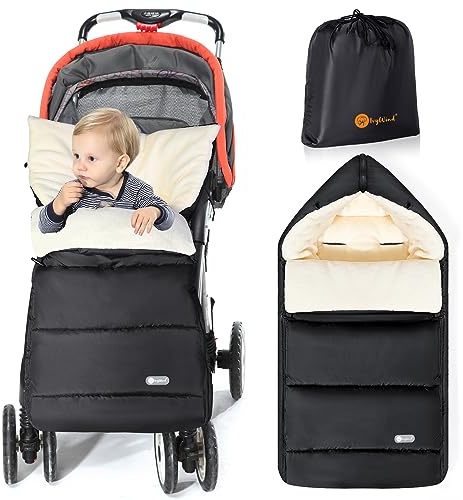Ivywind Sacco Passeggino Universale, Impermeabile Sacco Invernale Passeggino con Cerniera Regolabile, Inverno Coprigambe Passeggino Universale, Lavabile e Staccabile, Caldo, Nero e Bianco