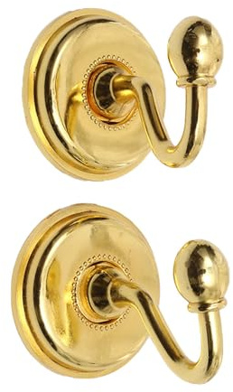 TopHomer 2 Stück Vorhanghalter Haken mit Schrauben, Vintage Legierung Vorhang Gardinen Halterung Dekorative Wandhaken Vorhanghalter Raffhalter Haken (Gold)