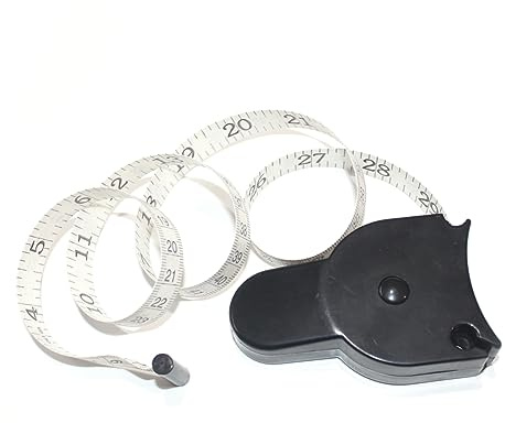 Calibro per Grasso Corporeo 1.5m Nero Abs per Misurazioni | Fascia Metrica da 150cm, Intervallo 0-70mm, Letture Rapide e Uso Semplice