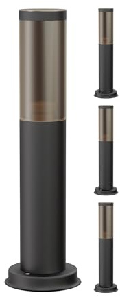 ledscom.de 4 st. gångbelysning/pollarlampa/trädgårdslampa PORU för utomhusbruk, rökfärgad, IP44, 39 cm, svart, 1 st. E27 max. 40 W
