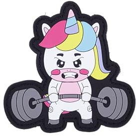 Gummi-Patch mit Haken- und Schlaufenrückseite, Aufnäher für Rucksäcke und Westen für Cross-Training und Fitnessstudio (Einhorn)