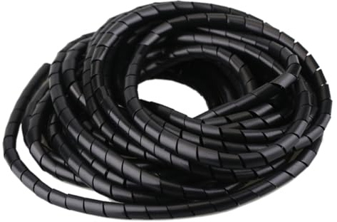 FEEIMOL Kabelschlauch Selbstschließend Kabelspirale 10mm Kabelkanal Kabelschutz Flexibler Kabelmantel Kabelmanagement für TV Computer Schwarz 10M