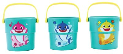 Baby Shark Badewannenbecher, 3 Stück, Baby-Badespielzeug, pädagogisch & lustig, 6 Monate + Tierdruck, stapelbar, zum Befüllen und Verschütten, Badewanne, lustiges Spielzeug für Kleinkinder/Kinder