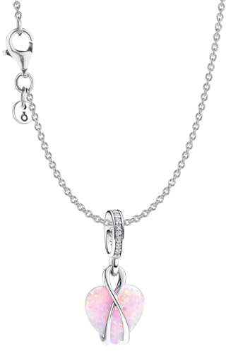PANDORA Damen-Kette Mum Opalisierendes Herz Geschenkset Silber 68303 | Schmuck-Set mit Anhänger