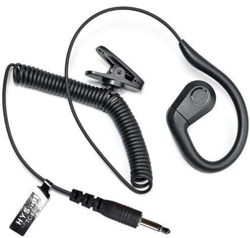 HYS G-förmiges Ohrhörer mit weichem Ohrbügel - 3,5mm Klinke - One Ear - Listen Only Kopfhörer - Kopfhörer Headset für Funkgeräte Lautsprechermikrofonen