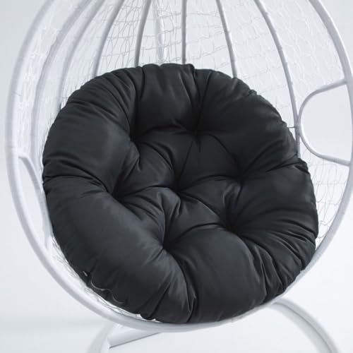 Surwin Wasserdicht Hängesessel Kissen, Kissen für Hängesessel Rundes Dicke Stuhlkissen Bequem & Weich Gartenstuhlauflage, Kissen Hängesessel für Rattanmöbel und Gartenstuhl (120cm,schwarz)