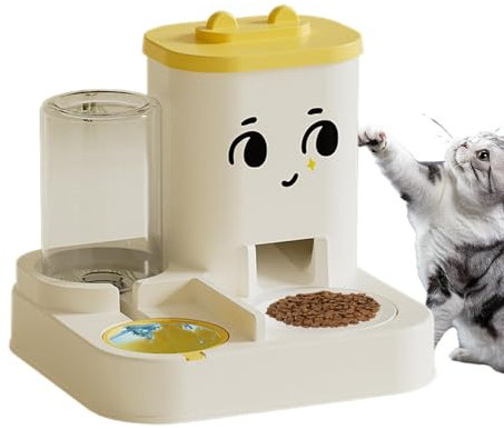 scyca Dog Food and Water Dispenser, Food and Water Dispenser for Cats - 2-in-1 Automatic Water Dispenser for Cats, Automatic Food and Water Dispenser, Feeder for Cats and Small