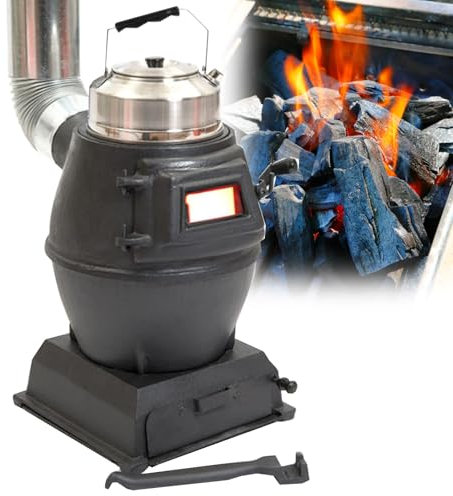Poele a Bois Mini, Réchauds de Camping Portable, Réchaud Mini, Fonte Mini Poêle à Charbon, Poêle à Bois Extérieur, Poêle de Camping Polyvalent, Mini Poêle à Charbon avec fenêtre de Vue