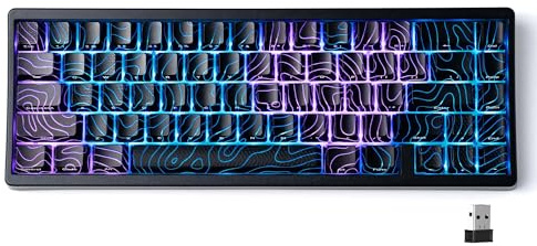 HITIME x XVX M67 60% Percent Keyboard Wireless, QMK/VIA Topographic Gaming Keyboard, Tri-Mode Thocky Creamy Mechanical Key Board, Hot Swappable Mount RGB IMD Tech for Win/Mac, Black