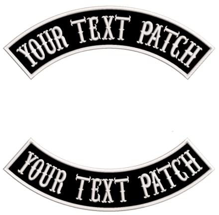 QIMAMADE Patch Personalisiert Aufnäher Selbst Gestalten Namensschild Stickabzeichen für Motorrad Biker Rocker Aufnäher aufbügeln oder aufnähen 2PC Oben & Unten Größe XL
