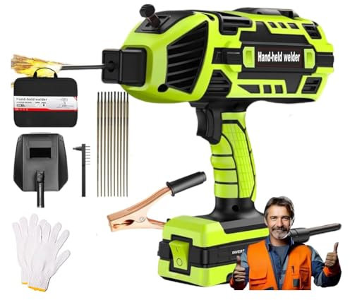 Handheld Welding Machine, ARC Welder Gun with IGBT Inverter, Variable Current Adjustment Portable Welder, Portable ARC Welder Gun for 3/32-1/8 welding rods, Welder Machine Kit with Toolbox green