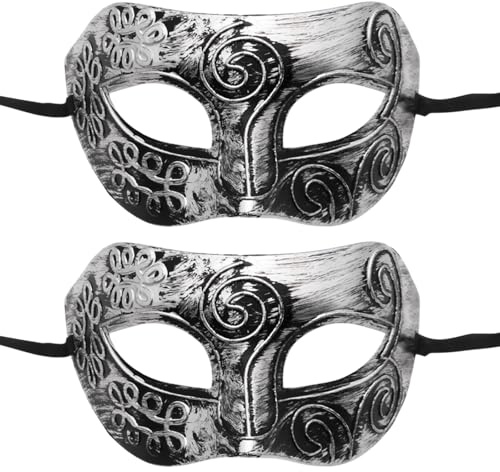 UILYNIU 2 Piezas Máscara Veneciana para Hombres, Máscaras de Disfraces para Adultos, Fantasma de La Ópera Máscara de Media Cara para Halloween Fiestas Temáticas Cosplay Carnaval