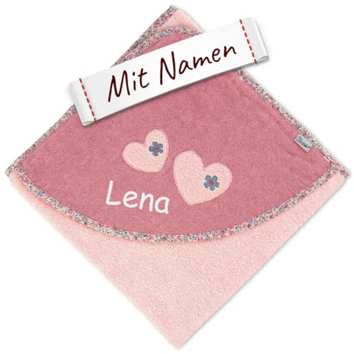 Sterntaler Kapuzenhandtuch mit Namen Bestickt für Baby & Kinder, Mädchen Badetuch Badehandtuch/Kinder-Badetuch mit Kapuze personalisiert (Modell 4)
