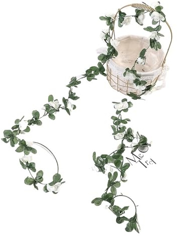 Fleurs Artificielles Deco 2.5M Rose Fleurs Mur Lierre Vignes Chambre Décor Guirlande De Mariage Maison Printemps Décoration Artificielle Liana Jardin Arch Fausse Plante Vigne Guirlande Plante Artifici