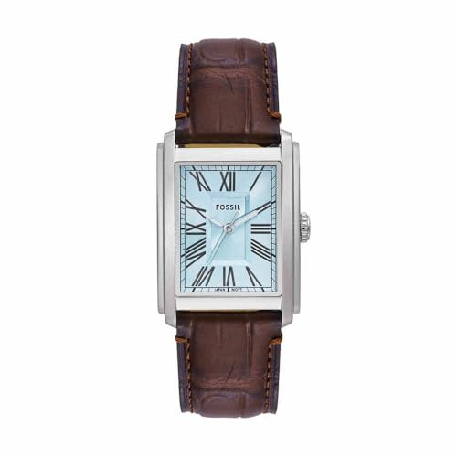 Fossil Carraway Uhr für Herren, Quarz-Dreizeigerwerk mit Leder- oder Edelstahlarmband