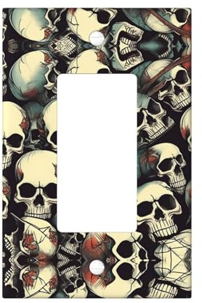 Tapa de enchufe con diseño de calavera, 1 placa de pared estándar, cubierta de doble enchufe de policarbonato