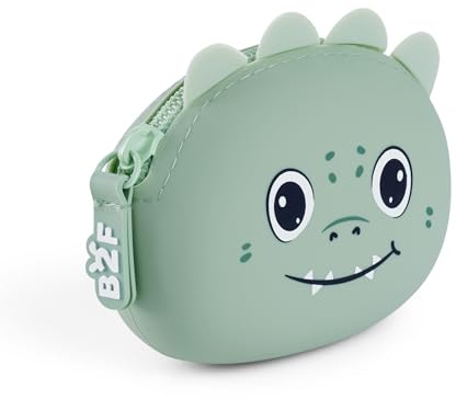 Back2Fun - Monedero Infantil de Silicona Suave con Cremallera, Dino