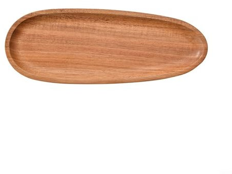 Juego de 4 bandejas de servir, plato redondo irregular de madera y plato para aperitivos, queso, aperitivos, postre, sushi, fruta, ensalada, platos de madera (27.5 x 10.5)