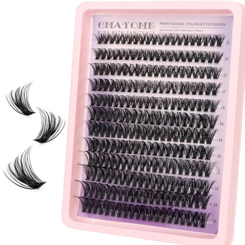 MOTIBACK Wimpern Extensions Set - 240 Pcs DIY Lash Extension Set mit 10-18 mm für Damen | Selbstklebende Künstliche Wimpern inkl. Wimpernkleber, Präzisionspinzette, Applikator & Bürste-391