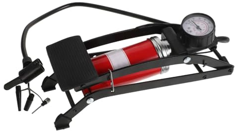 SWOOMEY Reifen Fußpumpe für Autoreifen Hochdruck Fußluftpumpe mit Manometer Fußpumpe Auto Metall Schwarz