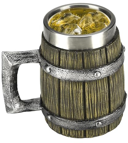 Handgemachtes Holzfass Bierkrug Aus Edelstahl Doppelwandig, Mittelalterliche Tasse, 600 Ml Bierkrug Aus Holz, Antikes Herrenfass, Humpenbecher Für Partydekoration, Holzgeschenk, Gothic-Dekoration