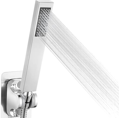 YYTECH Handheld Shower Head High Pressure Shower Solid Brass Square Shower Head with Handheld Sprayer Chrome Universal Hand Shower - Silicone Water Outlet