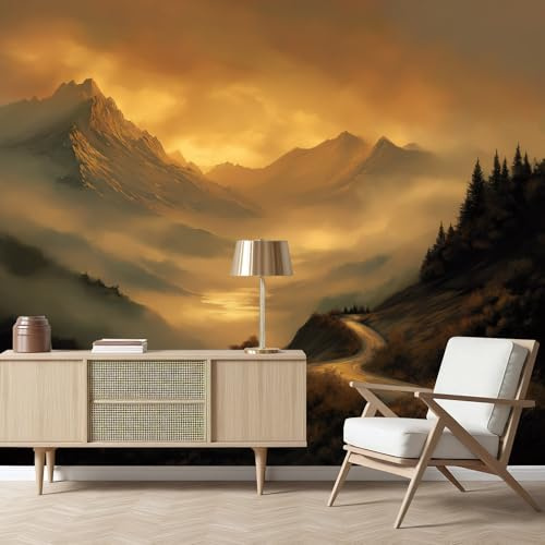 Gaqinhh Paysage Nature Montagne Papier Peint Panoramique, Rivière Forêt Gorge Jungle Papier Peint Intissé, Tapisserie Murale Cuisine Salle de Bain, Décoration Murale Chambre, 150 x 105 cm