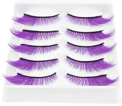 COLLBATH 5pairs Curly Fairy Lashes Self-adhesive False Eyelash Natural Look Makeup Eyelashes Pack for Women Girls Halloween Party