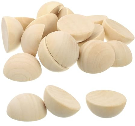 QUARKZMAN 80 Piezas De Medias Bolas 30mm/1.2 Pulgadas De Color Natural | De Madera, Medias Esferas De Madera, Sin Acabar, A Granel, Para Manualidades Proyectos DIY Decoración De Fiestas