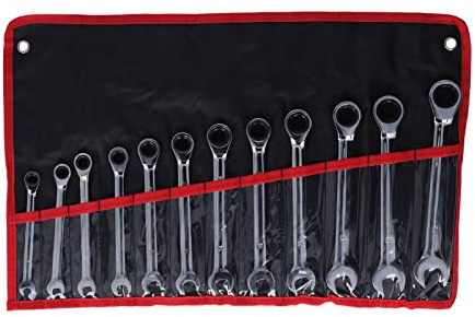 BowyTrading Juego de llaves de trinquete con cabeza fija, combinación de juego de llaves de trinquete, herramientas manuales de acero cromado vanadio con engranaje de 72 dientes para áreas