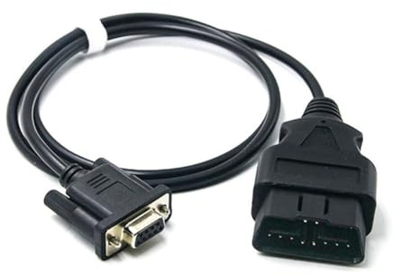 Reeatel Cable OBD2 de 100 cm 16 pines macho a DB9 hembra VGA D-Sub de 9 pines J1962 12 V 24 V OBD adaptador OBDII RS232 línea de puerto serie