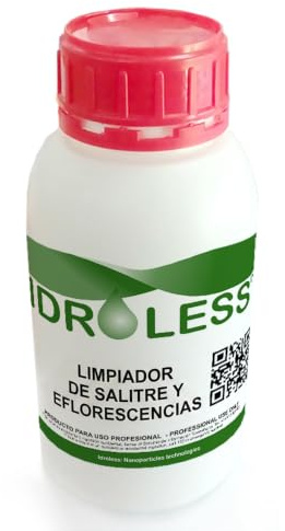 Limpiador Desincrustante Idroless 1L Eflorescencias, Cemento, Salitre, Cal | Elimina eficazmente eflorescencias, residuos de obra y suciedad mineral en fachadas. Fórmula lista al uso de alto rendimiento